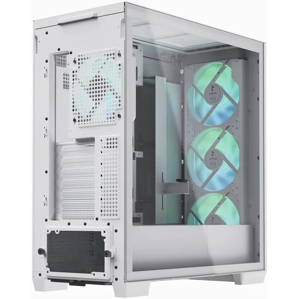 AEROCOOL C1 Mid-Tower ATX PC Case, High Air Flow, 4 Pre-installed 30mm APNX FP1 Fans, Support Up to 360mm Radiators, Cable Management, USB3.0 x 2 / USB C x 1 / HD Audio, White | C1-WT-v1 - Image 8