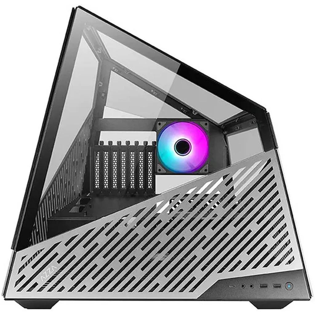 AZZA CSAZ-811 Mesa Innovative ATX Compter Case, Bench Table Layout, Tempered Glass Panels, High-End System Ready, Up to 4X 120mm Fans & 360mm Raiator Supprot, USB 3.0 x 2,Type-C, Silver | MESA 811
