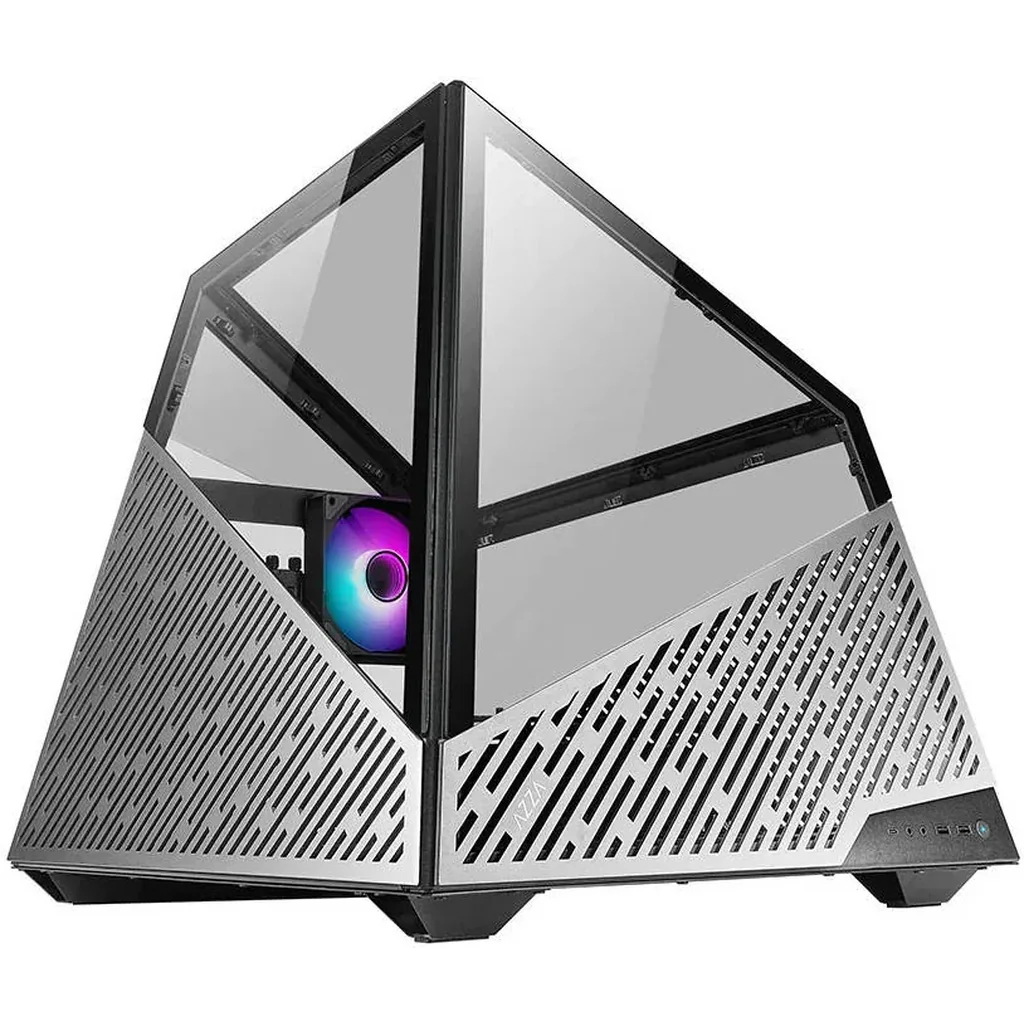 AZZA CSAZ-811 Mesa Innovative ATX Compter Case, Bench Table Layout, Tempered Glass Panels, High-End System Ready, Up to 4X 120mm Fans & 360mm Raiator Supprot, USB 3.0 x 2,Type-C, Silver | MESA 811 - Image 2