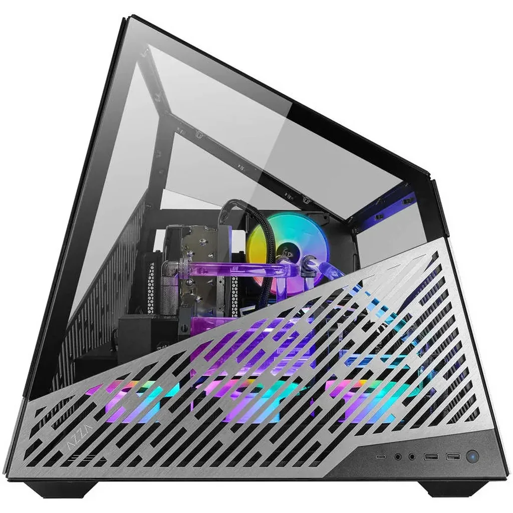 AZZA CSAZ-811 Mesa Innovative ATX Compter Case, Bench Table Layout, Tempered Glass Panels, High-End System Ready, Up to 4X 120mm Fans & 360mm Raiator Supprot, USB 3.0 x 2,Type-C, Silver | MESA 811 - Image 6