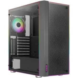 Aerocool Skribble aRGB Mid Tower PC Case, Includes 1x 120mm aRGB Fan & 2x 120mm Black Fans, Up to 360mm Radiator, SPCC + ABS + 0.6mm Steel Materials, Black | Skribble-G-BK-v1