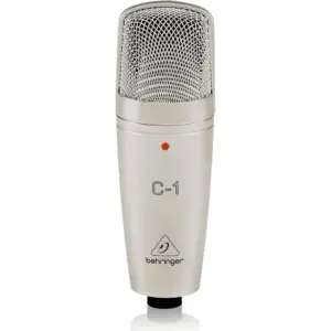 Behringer C-1 Studio Condenser Microphone, Cardioid Pickup Pattern, Pressure-Gradient Transducer, Gold-Plated 3-Pin XLR Output Connector, White | C1