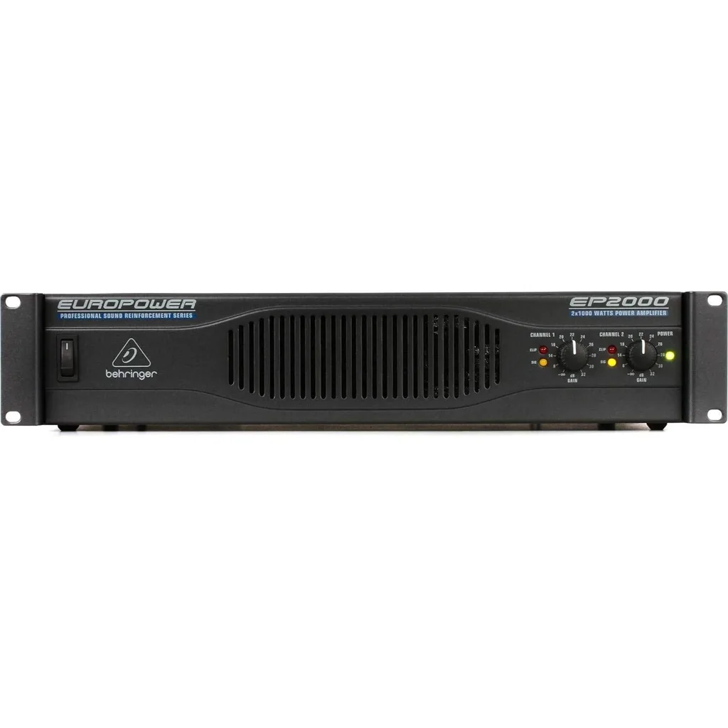 Behringer Europower EP2000 Professional 2000W Stereo Power Amplifier with ATR Technology, Signal & Clip LEDs Monitor Performance, Power Led, Black | EP2000