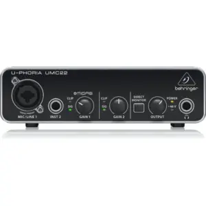 Behringer U-Phoria UMC22, 2x2 USB Audio Interface, Audiophile 48kHz, Streams 2 Inputs/Outputs, Low Latency, MIDI Interface, Black | UMC22