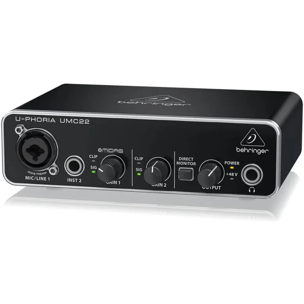 Behringer U-Phoria UMC22, 2x2 USB Audio Interface, Audiophile 48kHz, Streams 2 Inputs/Outputs, Low Latency, MIDI Interface, Black | UMC22 - Image 3