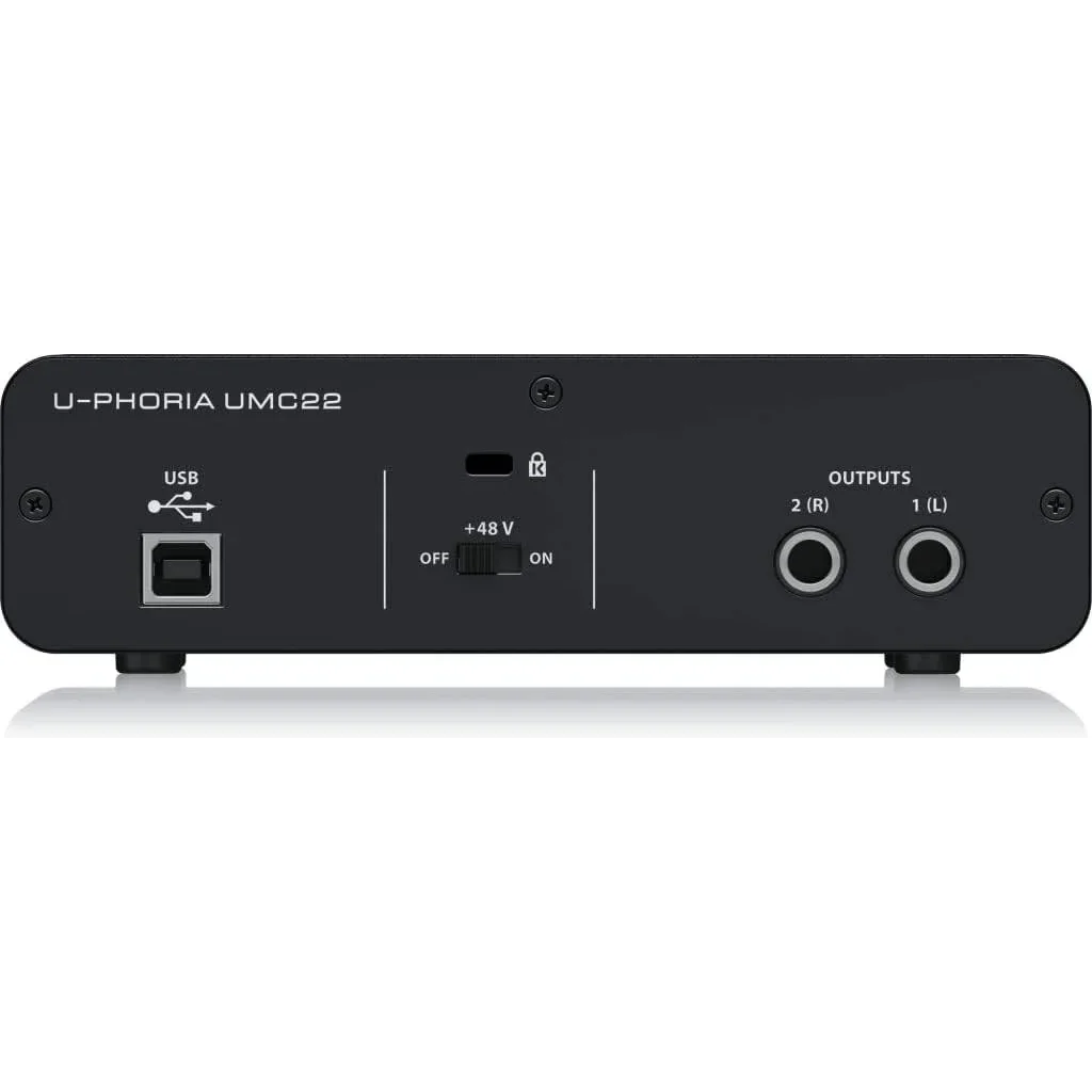 Behringer U-Phoria UMC22, 2x2 USB Audio Interface, Audiophile 48kHz, Streams 2 Inputs/Outputs, Low Latency, MIDI Interface, Black | UMC22 - Image 4