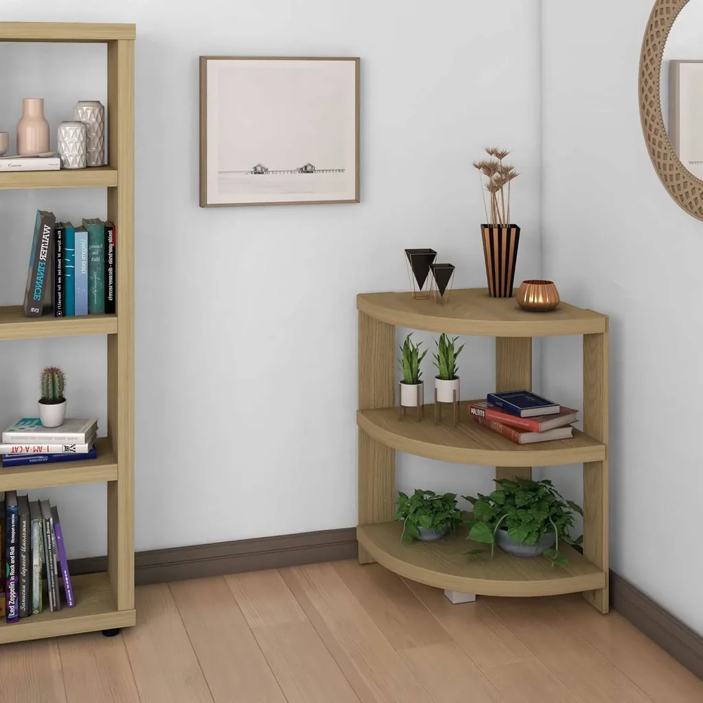 Artany Wind Corner Table, Side Table, Sofa Table, Bedside Table, Olmo Brown, W 49.2 X D 49.2 X H 72.3 cm