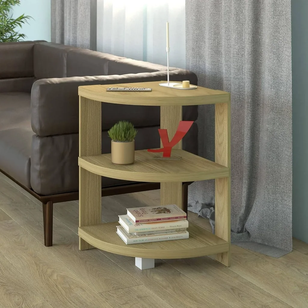 Artany Wind Corner Table, Side Table, Sofa Table, Bedside Table, Olmo Brown, W 49.2 X D 49.2 X H 72.3 cm - Image 4