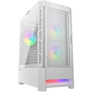 Cougar Airface RGB E-ATX Mid Tower PC Case, Tempered Glass, Mesh Front Panels, Up to 280mm Radiator Support, Pre-Installed Front 2*140 & Rear 1*120 ARGB Fans, USB 3.0*2, USB 2.0, White | 385ZD10.0005