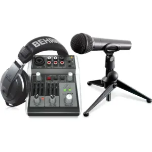 BEHRINGER Complete PODCASTUDIO Bundle with USB Mixer, Microphone, Headphones and More, Dynamic Broadcast-Style | PODCASTUDIO2USB
