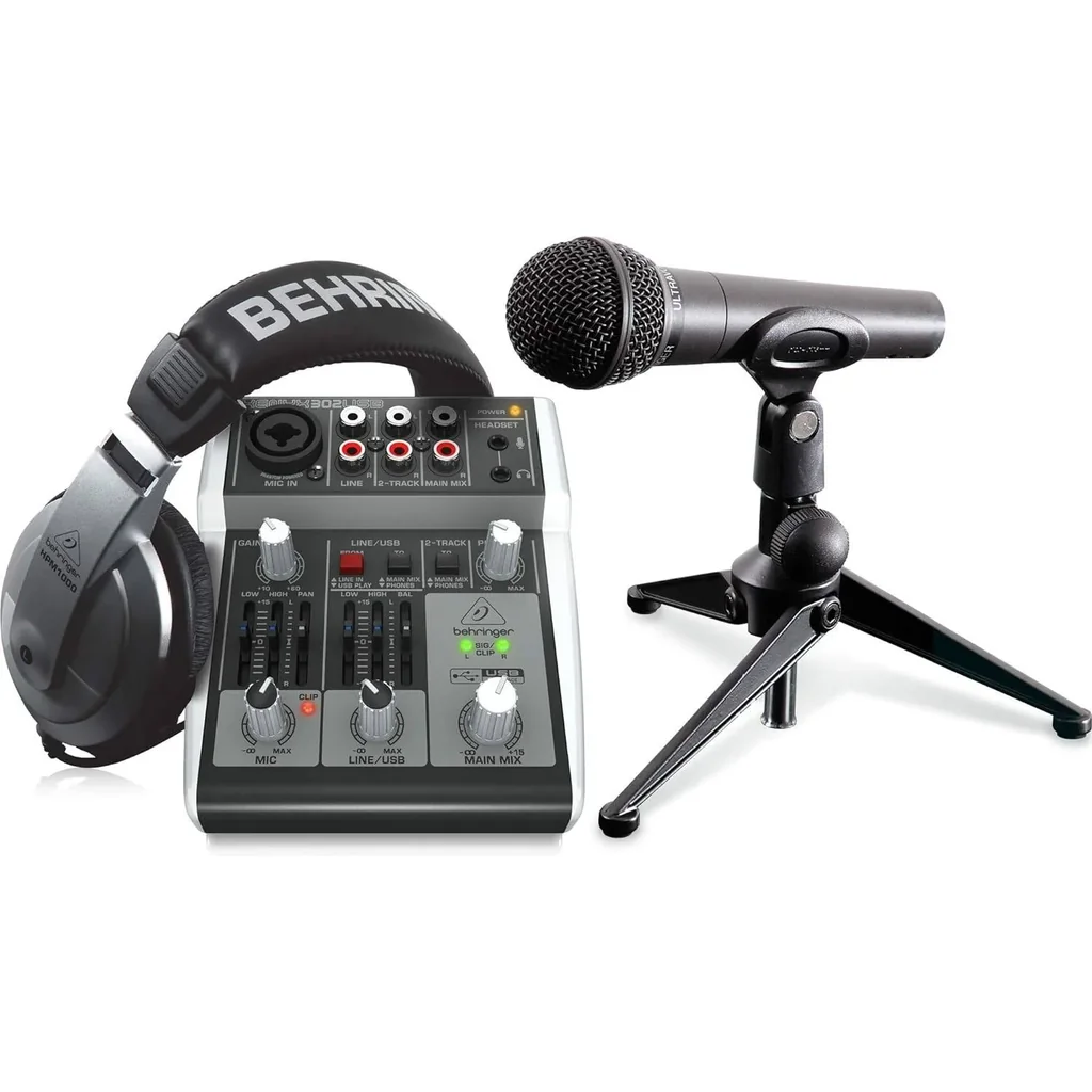 BEHRINGER Complete PODCASTUDIO Bundle with USB Mixer, Microphone, Headphones and More, Dynamic Broadcast-Style | PODCASTUDIO2USB