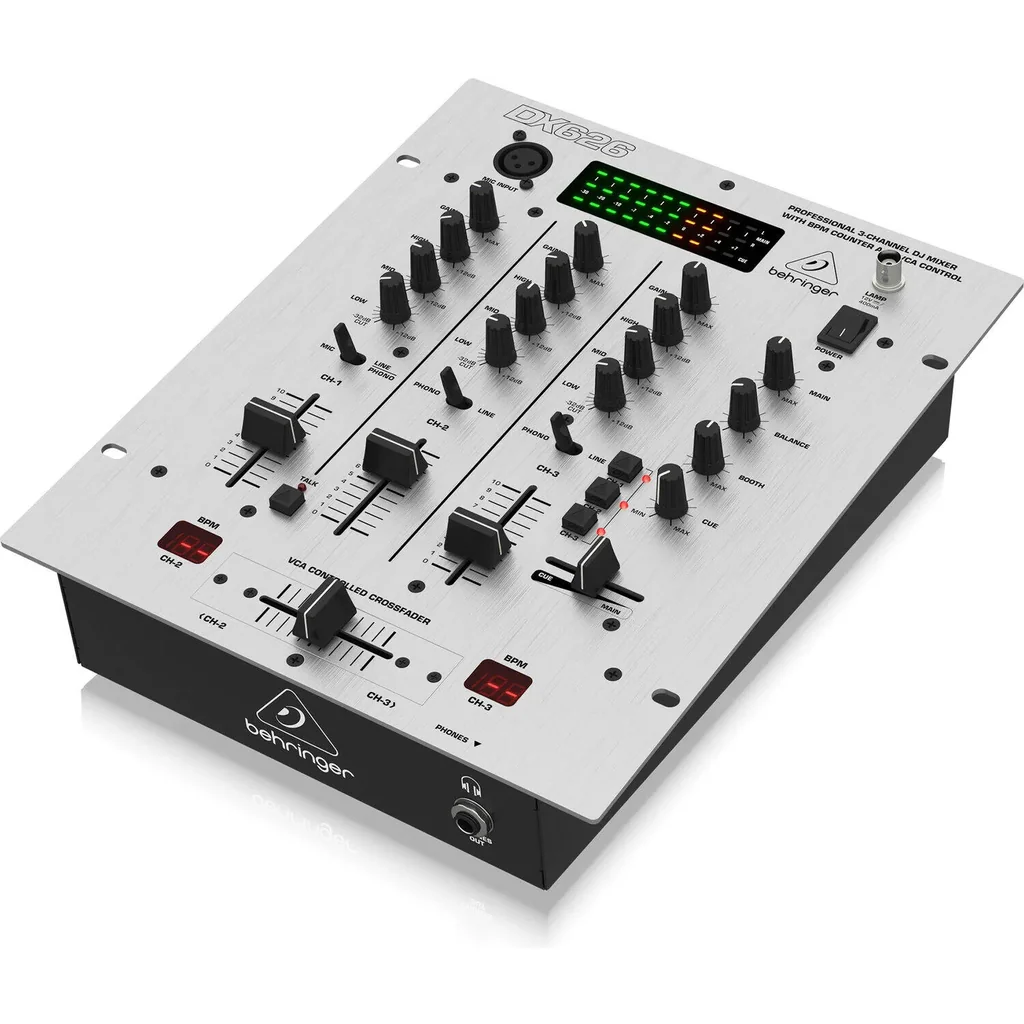 Behringer DX626 Professional Mixer 3 Channel DJ Mixer, Dual Auto BPM Counters, Ultraglide Crossfader, ULN Mic Preamp, 3 Band Kill EQ, Talkover Function, PFL Level Meter | DX626 - Image 3