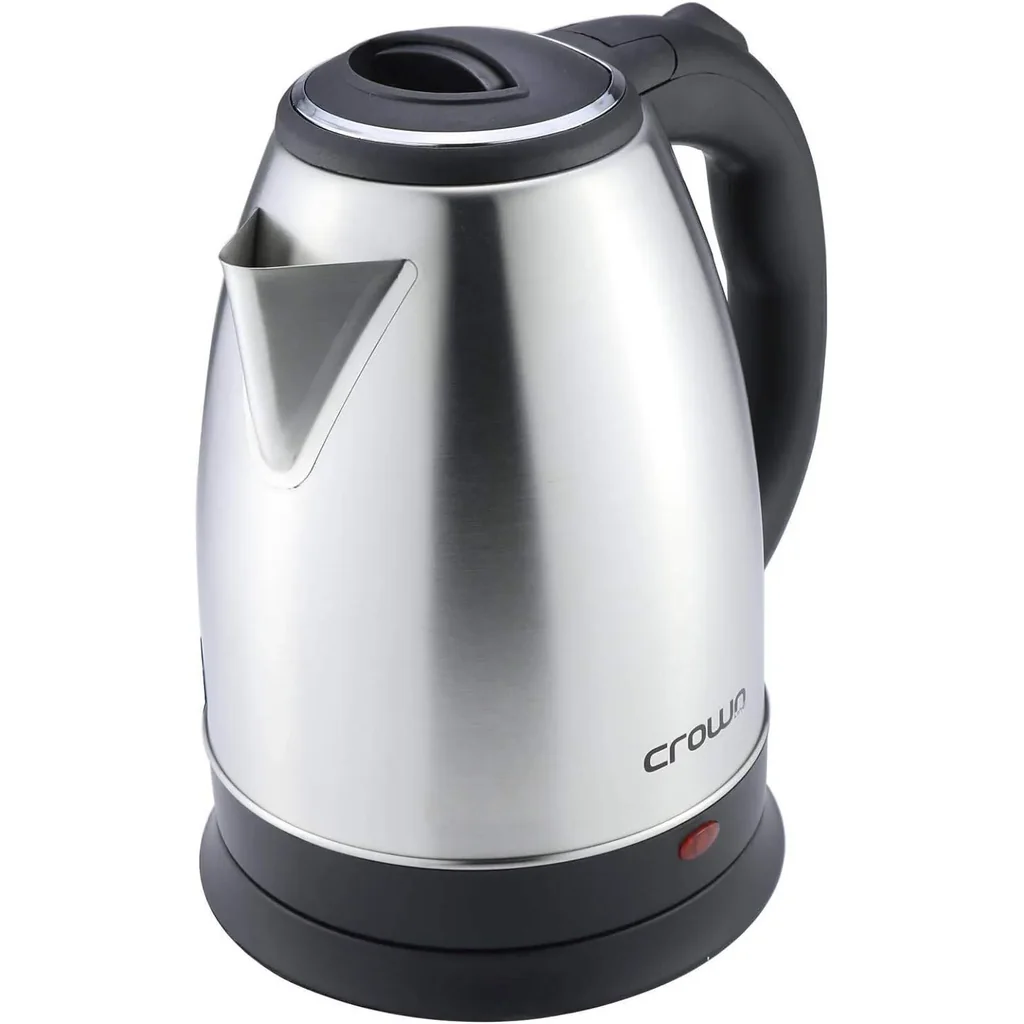 Crownline Electric Kettle KT-157, 1.8L Capacity, 1800-2200W Power, Cordless with 360° Base, Automatic Steam Shut-Off, Boil-Dry Protection, Water Level Indicator, Stainless Steel Housing | KT-157