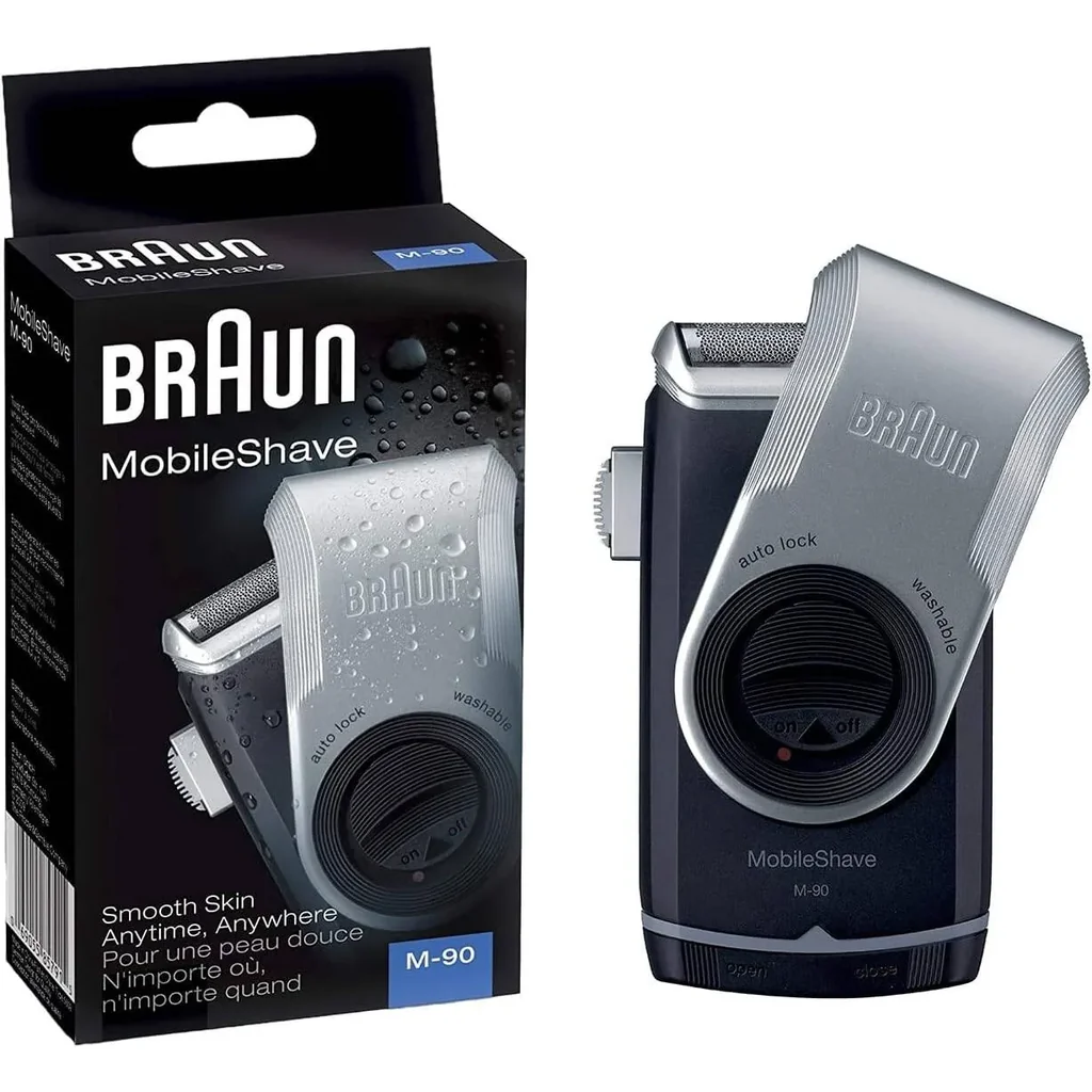 Braun M 90 Mobile Shaver Battery Operated, Silver Black