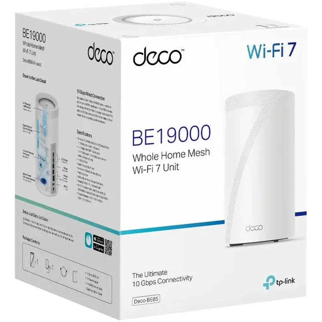 TP-Link Deco BE85 Tri-Band WiFi 7 BE19000 Whole Home Mesh System, Up to 19 Gbps WiFi Speed, 10Gbps WAN/LAN Port, 2.5 Gbps, 8 Antennas, AI-Roaming, 44 MU-MIMO, HomeShield, (1-Pack) White | Deco BE85 - Image 7