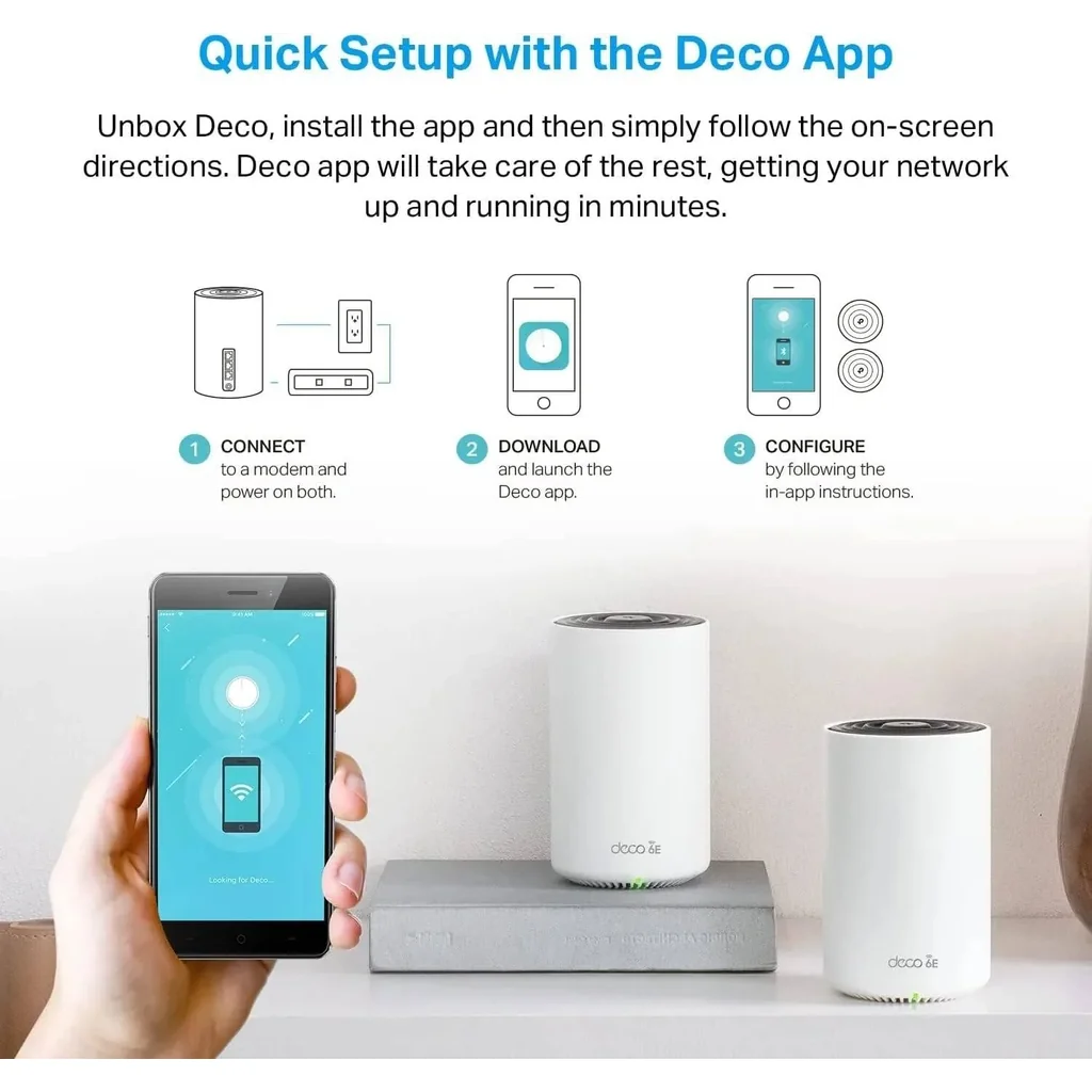 TP-Link Deco XE75 AXE5400 Tri-Band Whole Home Mesh Wi-Fi 6E System, Up to 5378 Mb/s Speed, AI-Driven Mesh, Cover up to 7,200 ft, Connect up to 200 Devices,HomeShield, (3-Pack) White | DECO XE75-3-P - Image 5