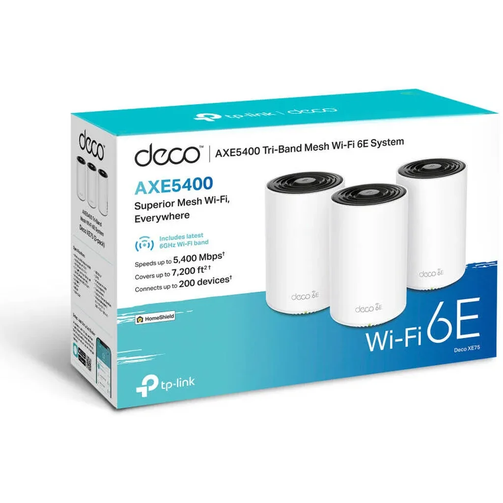 TP-Link Deco XE75 AXE5400 Tri-Band Whole Home Mesh Wi-Fi 6E System, Up to 5378 Mb/s Speed, AI-Driven Mesh, Cover up to 7,200 ft, Connect up to 200 Devices,HomeShield, (3-Pack) White | DECO XE75-3-P - Image 7
