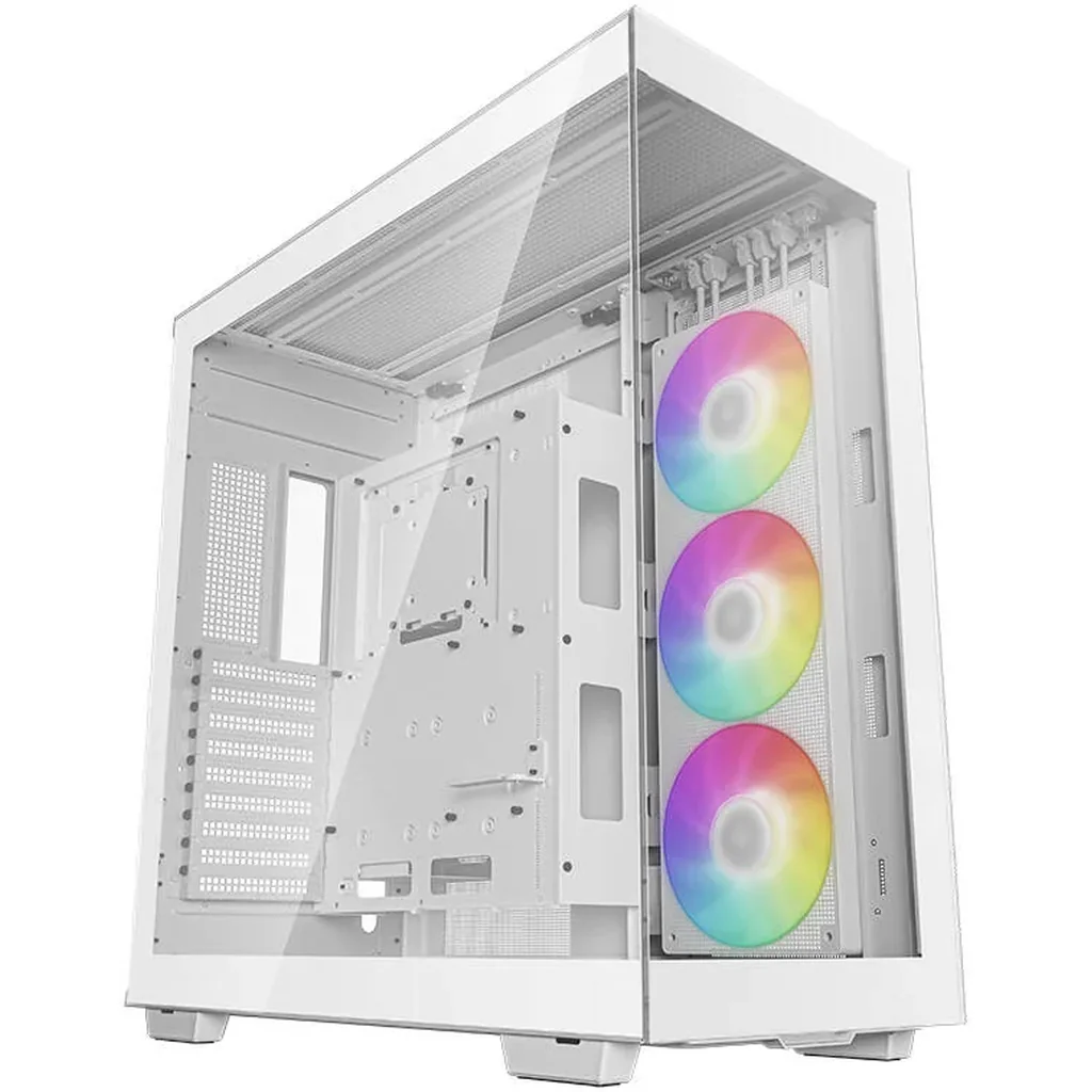Deepcool CH780 Full Tower ATX+ PC Case, Panoramic Glass Panel, Vertical Mount Gen 4 Riser Cable, Up to 420mm AIO, Trinity 140mm ARGB Fans, Type-C, 4x USB 3.0, White | R-CH780-WHADE41-G-1