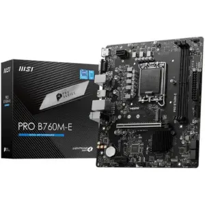 MSI PRO B760M-E LGA 1700 mATX Intel Motherboard, Intel B760 Chipset, 2x DDR5 Slots, 96GB Memory Support, 1x M.2, 4x SATA 6G Storage, 1x PCI-E x16 Slot | 911-7D48-039