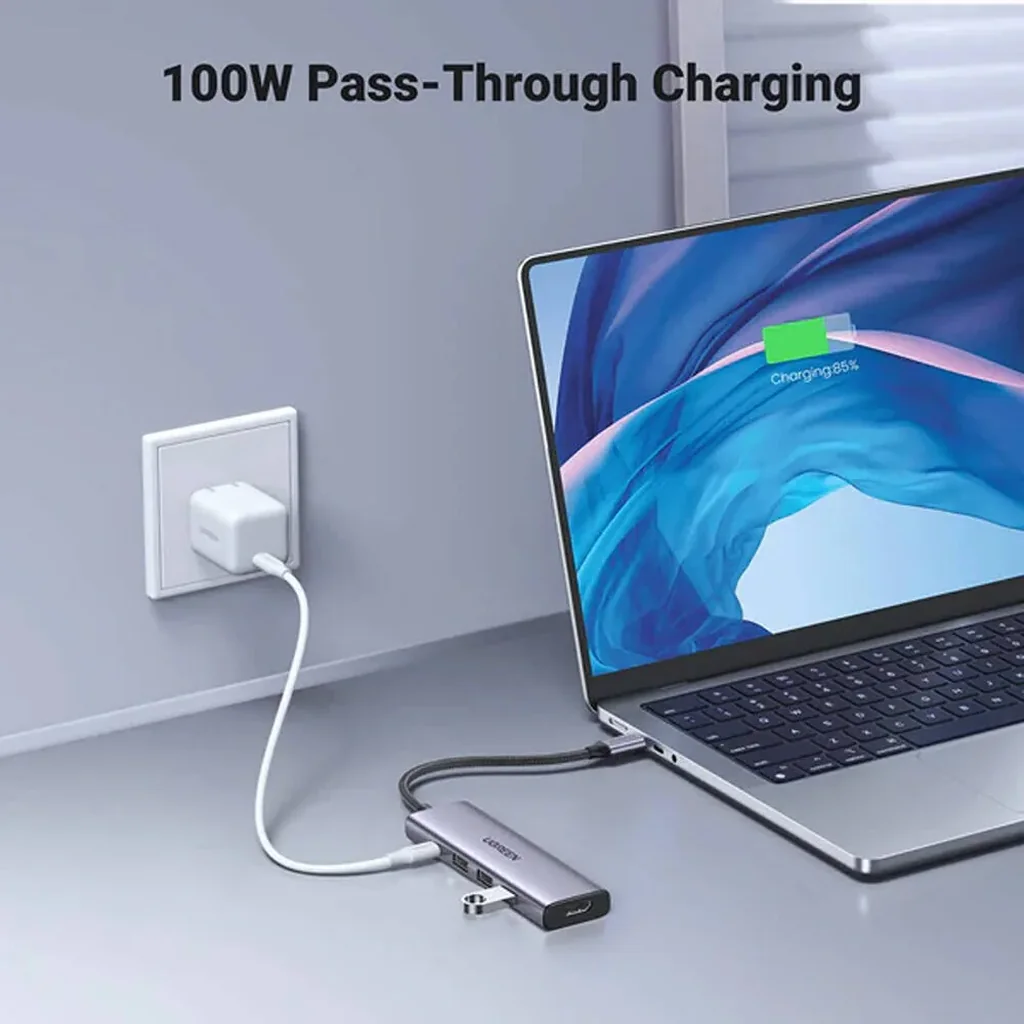 UGREEN 5-in-1 USB-C Hub, 100W PD, 4K@30Hz HDMI Resolution, Up to 5 Gbps via the 3 USB-A, Ultra Slim Design, Wide Compatibility, Gray | 15596 - Image 2