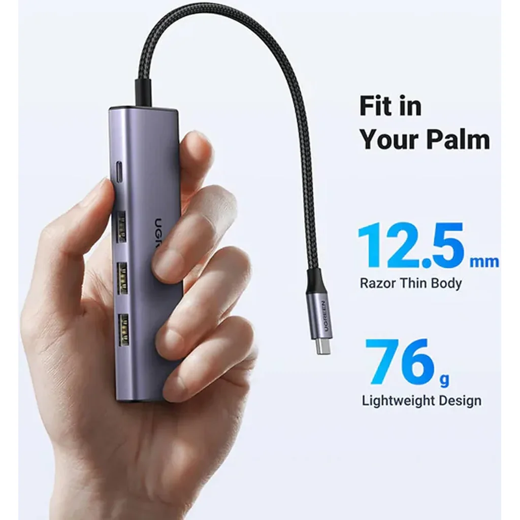 UGREEN 5-in-1 USB-C Hub, 100W PD, 4K@30Hz HDMI Resolution, Up to 5 Gbps via the 3 USB-A, Ultra Slim Design, Wide Compatibility, Gray | 15596 - Image 3