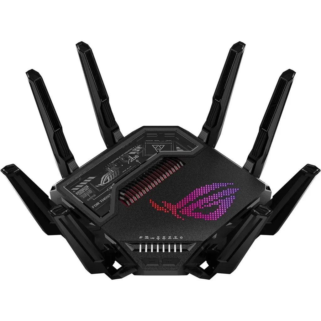 ASUS ROG Rapture GT-BE98 Quad-Band WiFi 7 Gaming Router, Supports 320MHz with Speeds of Up to 25 Gbps, Dual 10G Port, Mobile Game Mode, AiMesh & VPN Features | 90IG08F0-MO9A0V