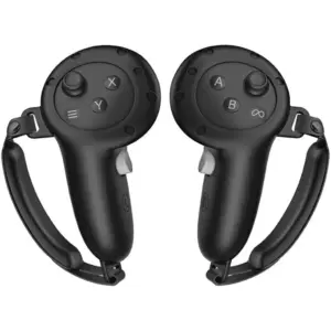Blupebble Handle Silicone Protective Cover VR for Meta Quest 3, Skin-Friendly Silicone, Rotatable Rivet, Signal Transmitter Hole, Velcro Strap, Reserved Hole, Black