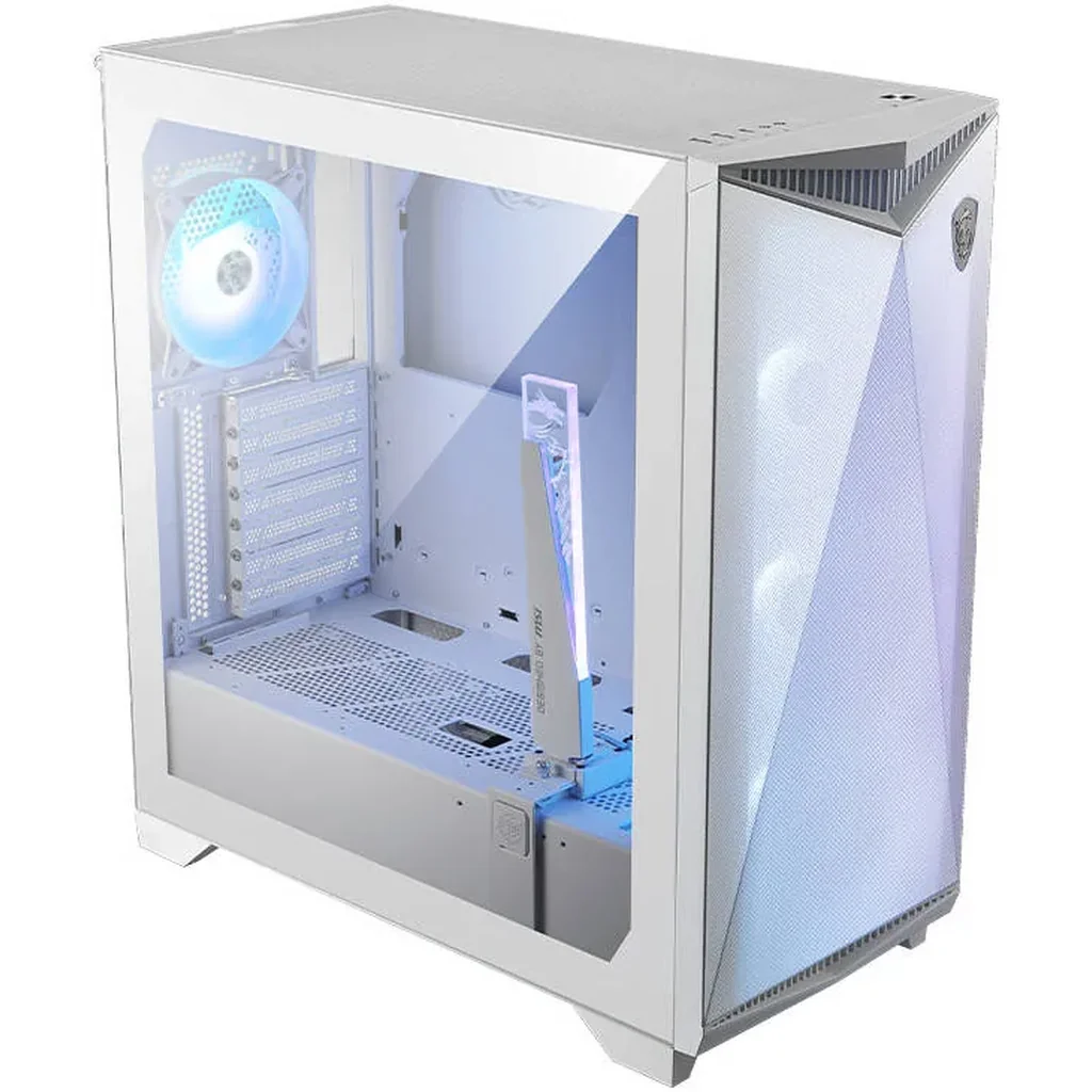 MSI MPG Gungnir 300R Airflow Mid Tower Case, Tempered Glass Side Panel, Up to 360mm Radiator Support, 4 x 120mm ARGB Preinstalled Fans, 2 x USB 3.2 Type-A, 1 x USB 3.2 Type-C, White | 306-7G21W21-W57 - Image 3