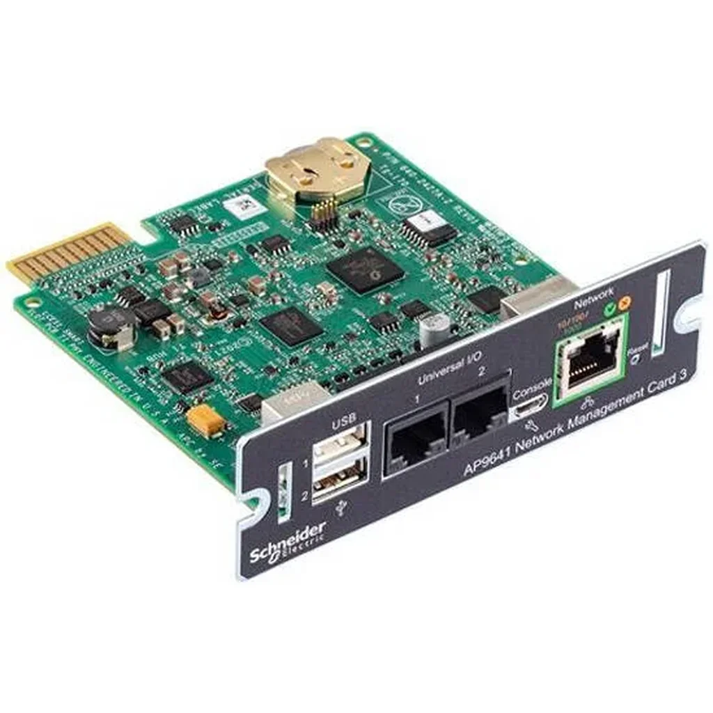 APC UPS Network Management Card 3 with Environmental Monitoring, EN 55022 Class A / ICES-003 Standards, 2x USB Port, RJ45 Universal I/O, 10/100/1000 Base-T Connector | AP9641 - Image 2