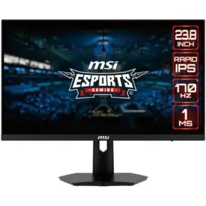 MSI G244F eSports Gaming Monitor, 24" FHD Rapid IPS Display, 170Hz Refresh Rate, 1ms (GtG) Response Time, AMD FreeSync Premium Technology, 16.7m Display Colors, 2x HDMI/DP Video Ports, Black | G244F