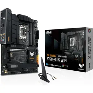 ASUS TUF Gaming B760-Plus Wi-Fi ATX LGA 1700 Motherboard, Intel B760 Chipset, 4x DIMM DDR5 Slots, 192GB Max Memory, 3x M 2 Slots, 2x PCIe 5 0 x16 Slot, Realtek 2 5Gb Ethernet 90MB1ER0-M1EAY0