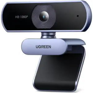 UGREEN 1080P Webcam with Microphone USB HD Camera, 1080P/30fps 720P/60fps Stream Camera, with Auto Light Correction, Dual Noise Reduction Mics, Plug&Play | 15728