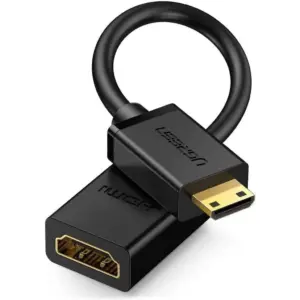 UGREEN 20137 Mini HDMI Male to HDMI Female Cable 22CM Adapter, Up to 4K/60Hz Max Resolution, Real 3D Effect, Transmission Speed 10Gbps, Audio-Video Sync, Black | 20137