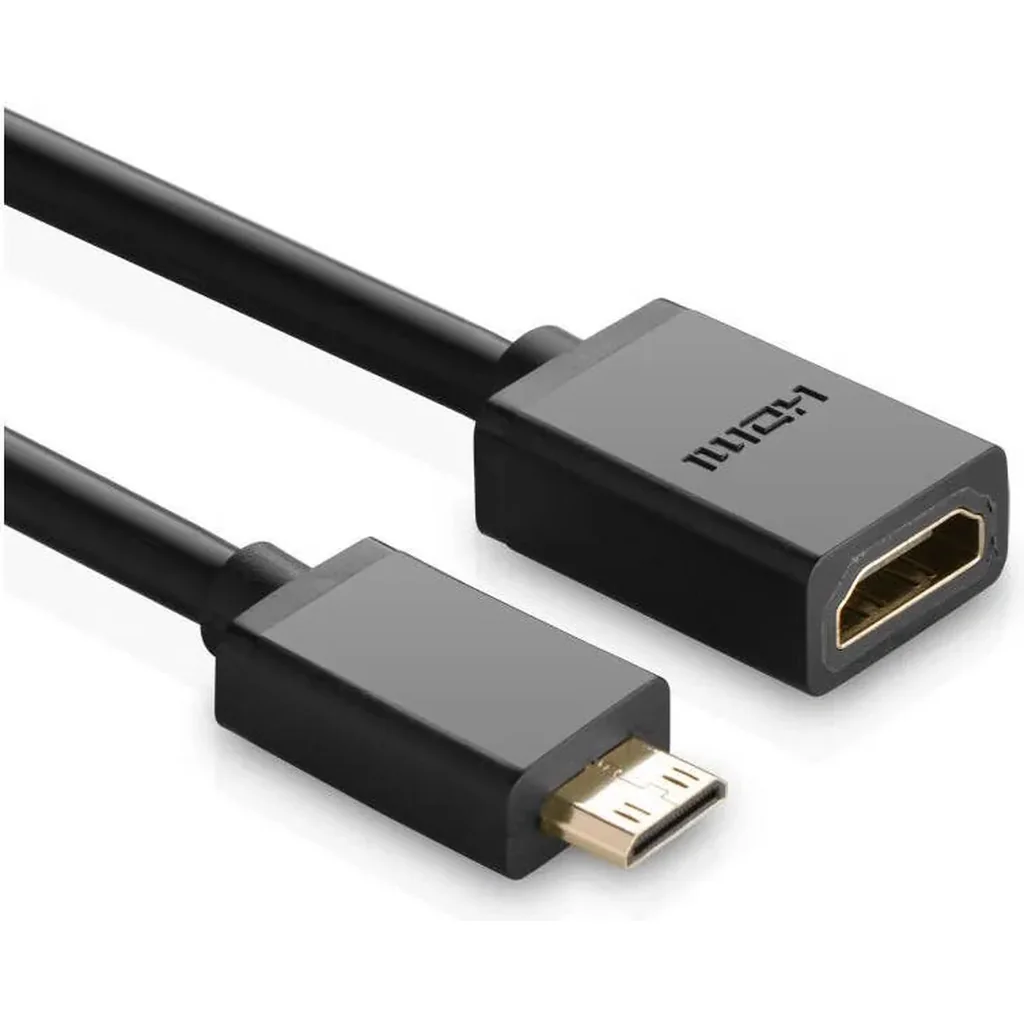 UGREEN 20137 Mini HDMI Male to HDMI Female Cable 22CM Adapter, Up to 4K/60Hz Max Resolution, Real 3D Effect, Transmission Speed 10Gbps, Audio-Video Sync, Black | 20137 - Image 2