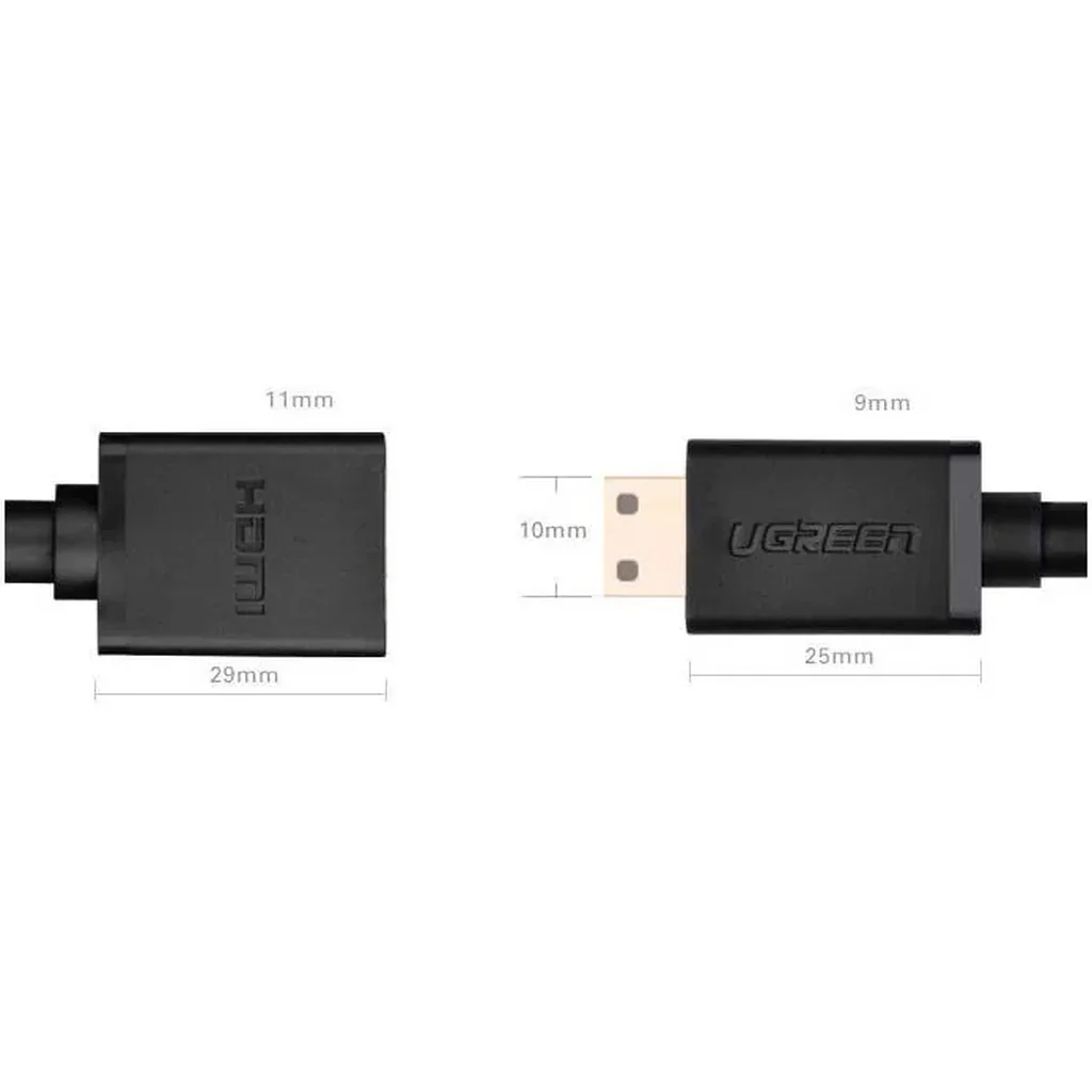 UGREEN 20137 Mini HDMI Male to HDMI Female Cable 22CM Adapter, Up to 4K/60Hz Max Resolution, Real 3D Effect, Transmission Speed 10Gbps, Audio-Video Sync, Black | 20137 - Image 5