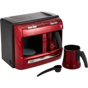Beko Turkish Coffee Machine With Double Pot BKK2113P, 1200 Watts, 4 Cups, Cook Sense, Aluminium Pot, One Touch Control, Lack of Water Indicator, SpinJet, AntiSpill, Made in Turkey - Red