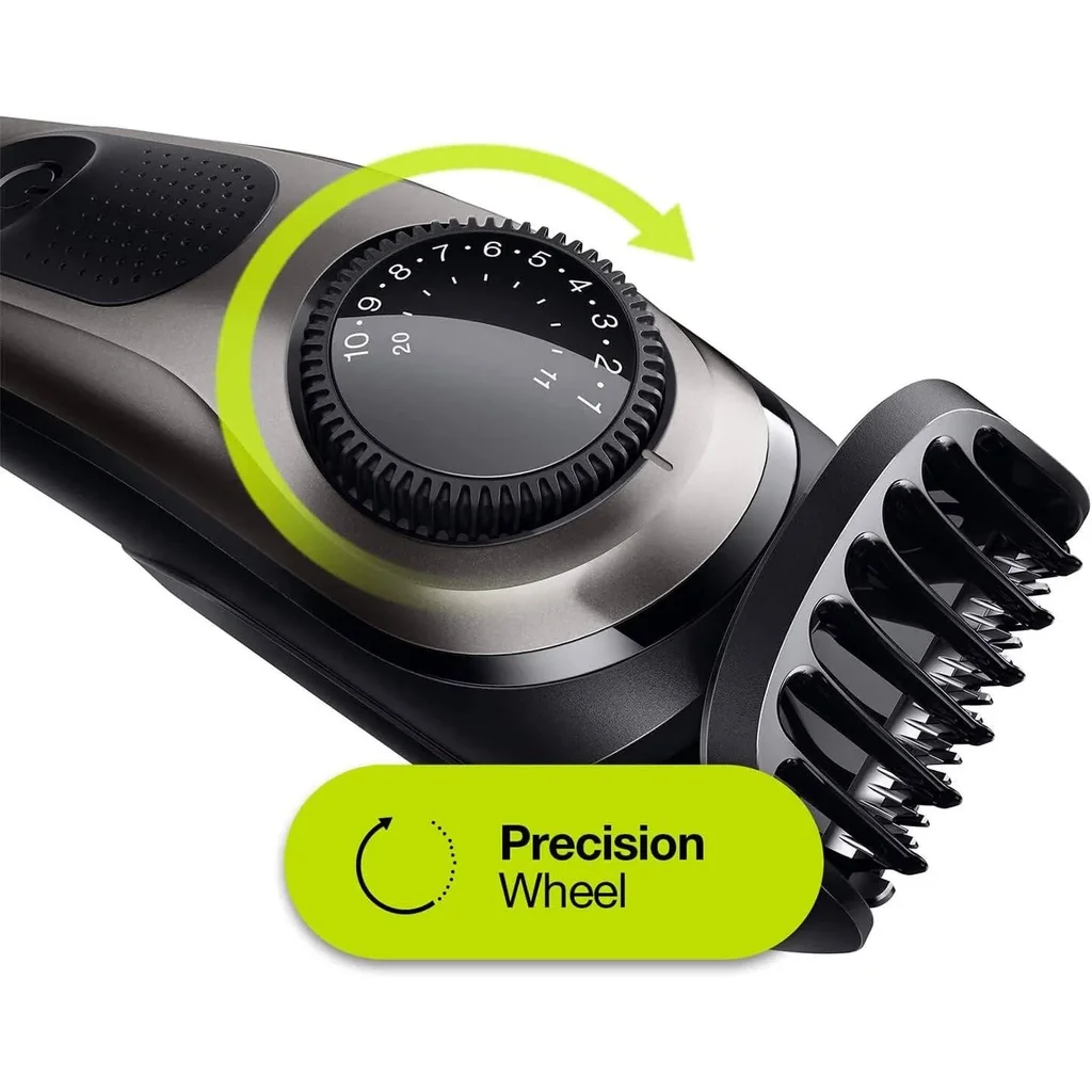 Barun Beard Timmer 7 with 39 Length Settings Precision Wheel Cordless & Rechargeable With Gillette Proglide Razor, Black/Silver Metal, BT7240 - Image 3