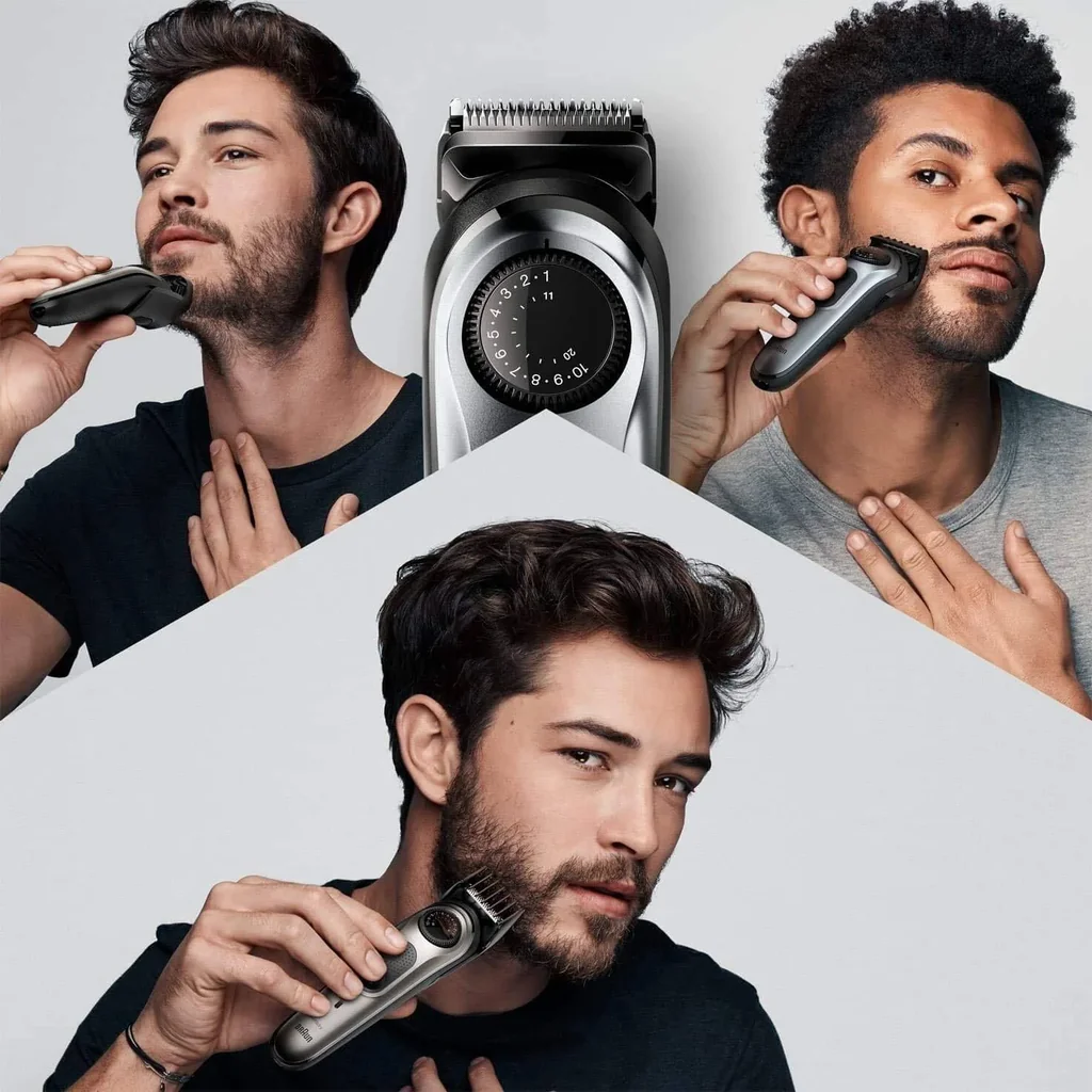 Barun Beard Timmer 7 with 39 Length Settings Precision Wheel Cordless & Rechargeable With Gillette Proglide Razor, Black/Silver Metal, BT7240 - Image 5