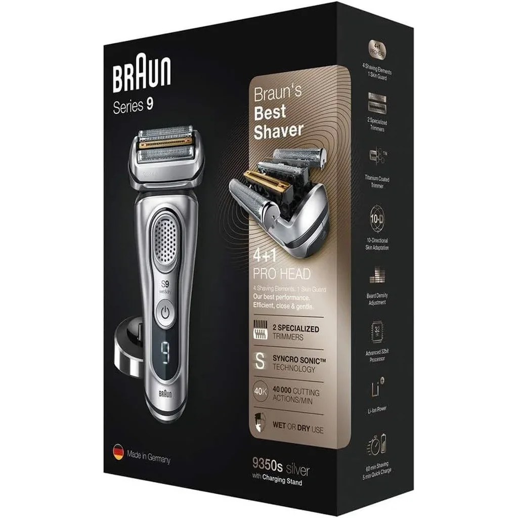 Braun shaver 9350s,braun series 9 9350s wet & dry shaver with charging stand, silver, silver, - Image 6