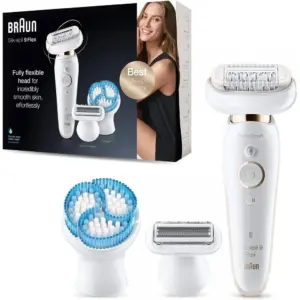 Braun ses 9010 3d,braun silk-epil 9 flex 3d beauty set - epilator flexible head +5 extras & pouch, white,