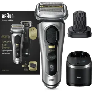 Braun Series 9 Pro+ Electric Shaver 9597cc 5 Pro Shaving Elements and Shave-Preparing ProComfort Head for Closeness & Skin Comfort, 6in1 SmartCare Center, Wet or Dry Use, Charging Stand
