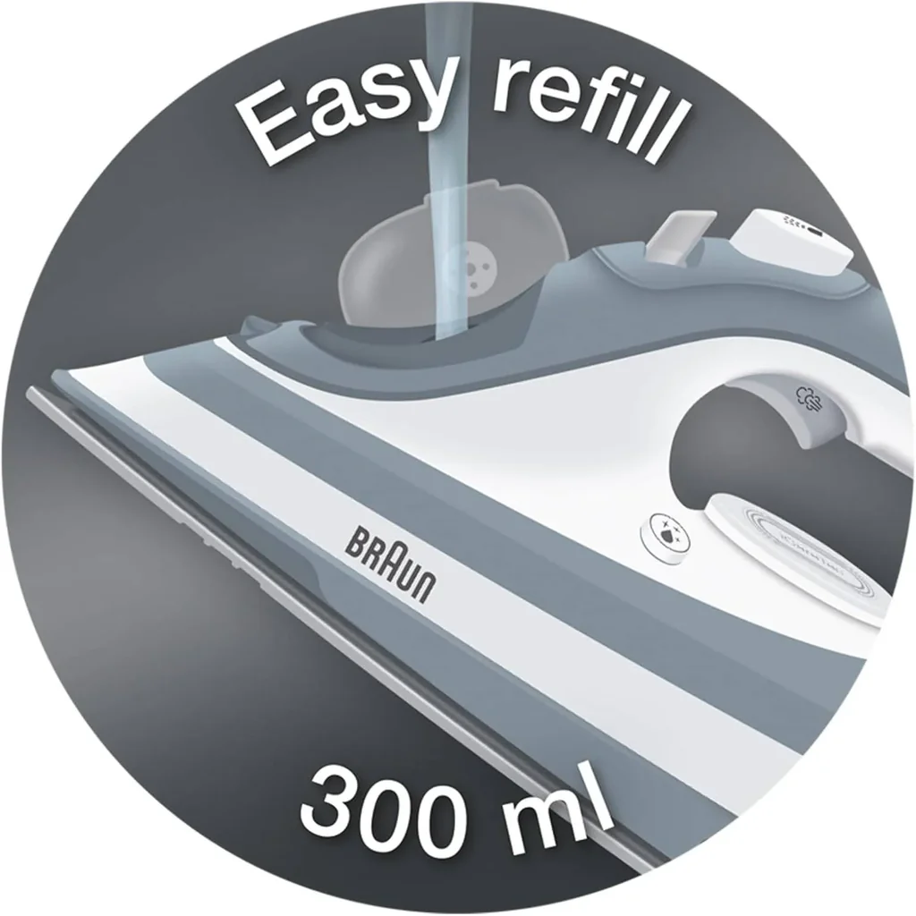 Braun TexStyle 5 Steam Iron, FreeGlide 3D Technology, 2700 Watts, SuperCeramic Coating, Precision Tip, Anti-Drip, 300ml Water Capacity, SI 5017 Green - Image 5