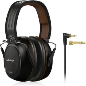 Behringer DH100 Professional Drummer Headphones, Closed-Back Over-Ear Studio, 40 mm Drivers, 10Hz 22kHz Response, 19dB Noise Isolation, 3m Coiled Cable, 3.5mm/6.3mm, Black | DH100