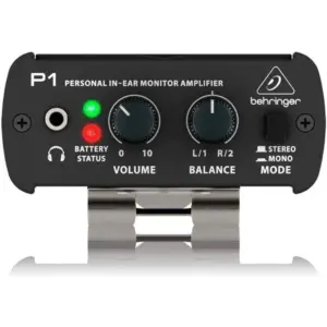 Behringer Powerplay P1 Personal In-Ear Monitor Amplifier Portable 1-Channel Bodypack Amp with Stereo Output, Locking 1/4" Input, Lightweight Design for Live Performances & Studio Use | P1