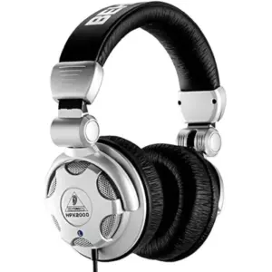 Behringer HPX2000 Over-Ear DJ Headphones, 40mm Drivers, Swivelling Ear Cups, Closed-Back Design, Adjustable, Padded Headband, Single-Sided Coiled Cable, Silver/Black | HPX2000