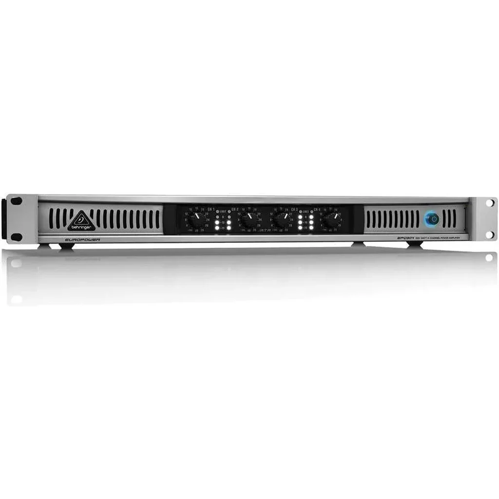 Behringer Europower EPQ 304 4 Channel 300 W Power Amplifier ATR Tech, Built in Limiters, 1U Rackmount | EPQ304