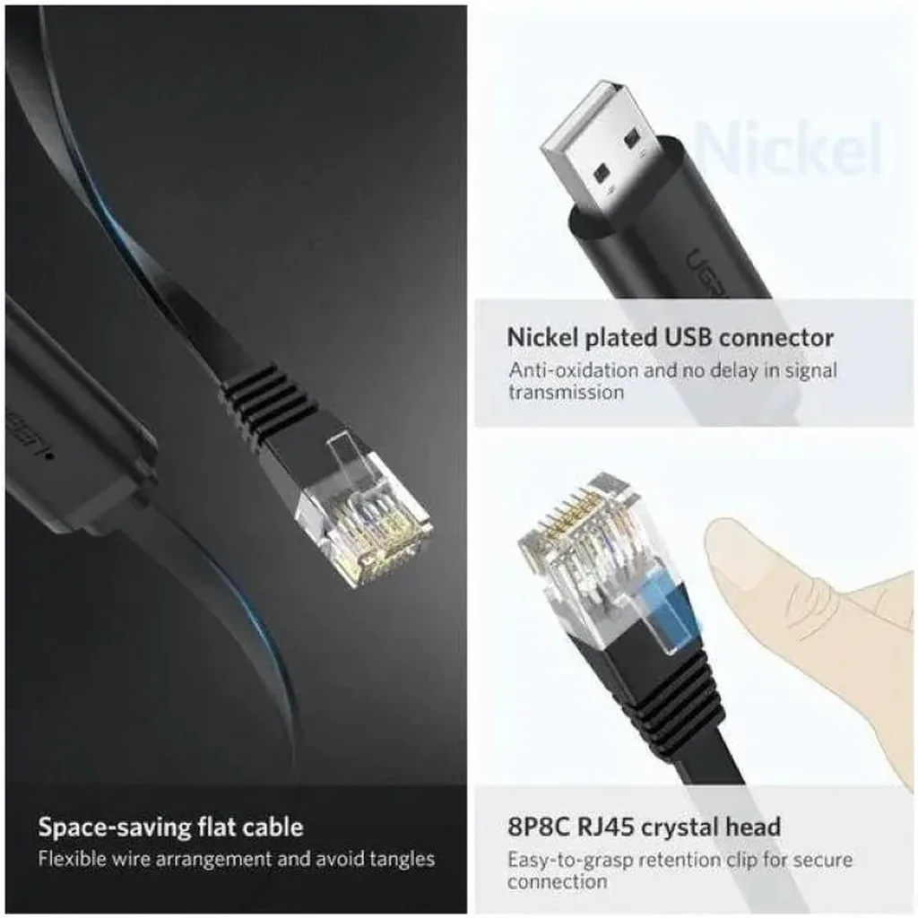 UGREEN CM204 USB TO RJ45 CONSOLE CABLE, 1.5M, Black | 50773 - Image 2