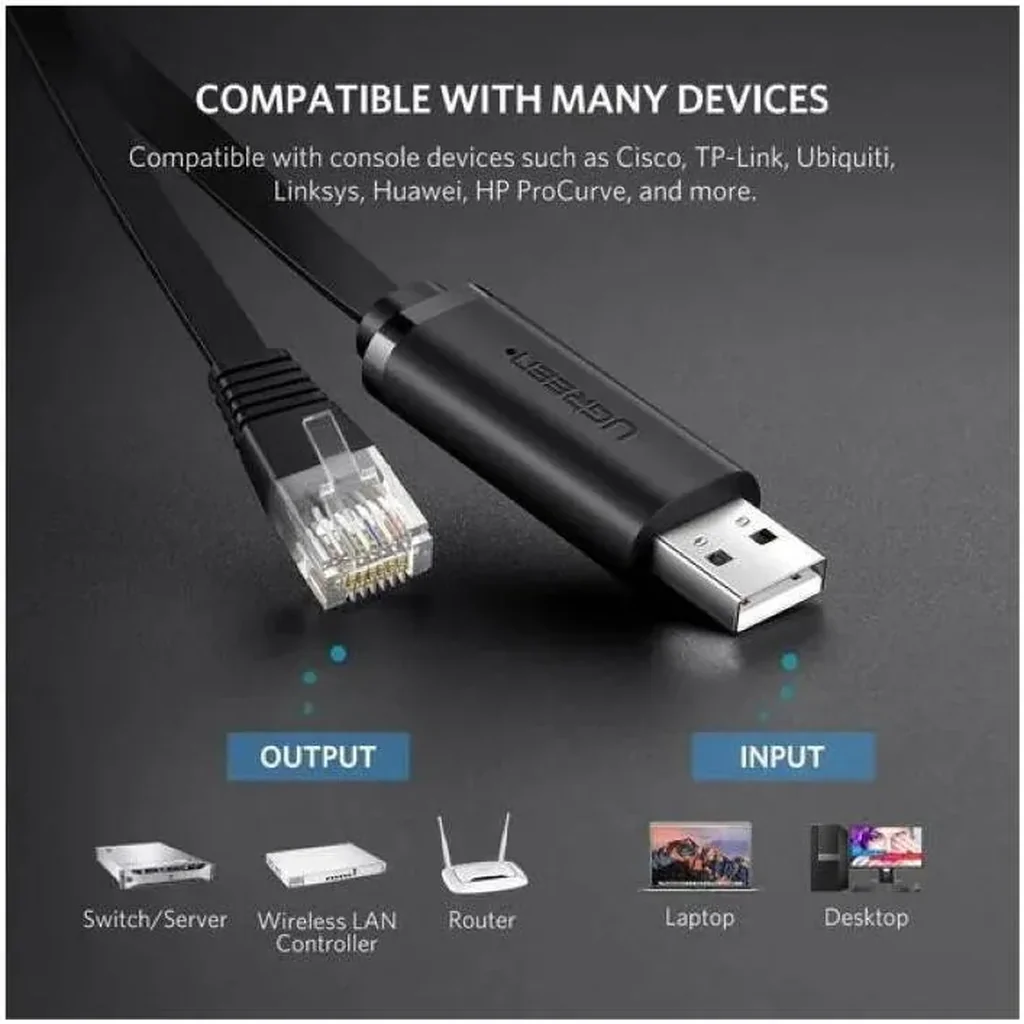 UGREEN CM204 USB TO RJ45 CONSOLE CABLE, 1.5M, Black | 50773 - Image 4