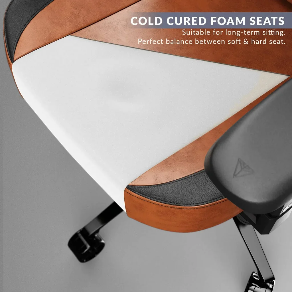 Cybeart Vintage Brown Special Editions Gaming Chair, Supreme PU Leather, Cold Cured Foam, Adjustable Inbuilt Lumbar Support, 4D Arm Rest, Multi Tilt Mechanism, 150Kg Max Weight, Brown | VNTGBRWN - Image 9