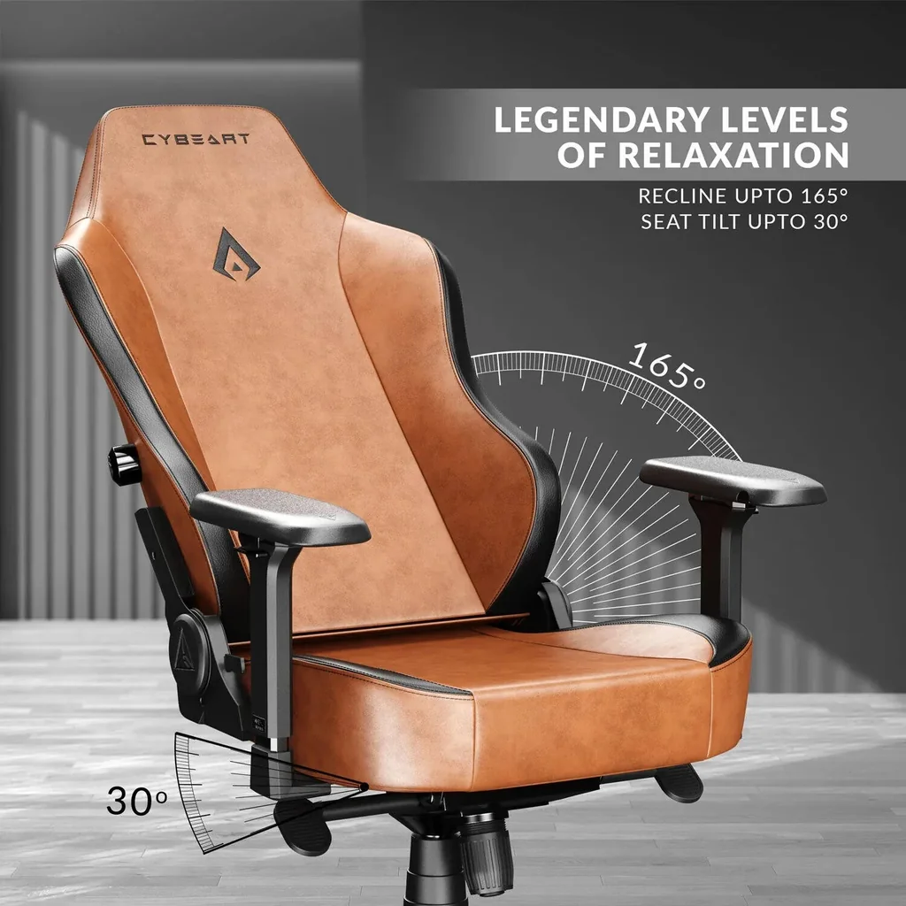 Cybeart Vintage Brown Special Editions Gaming Chair, Supreme PU Leather, Cold Cured Foam, Adjustable Inbuilt Lumbar Support, 4D Arm Rest, Multi Tilt Mechanism, 150Kg Max Weight, Brown | VNTGBRWN - Image 11